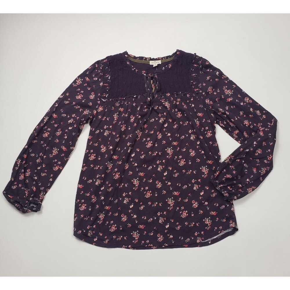 Mason & Belle Floral LS Blouse Women's Size Medium Plum Cottagecore Grandmacore - Picture 11 of 14